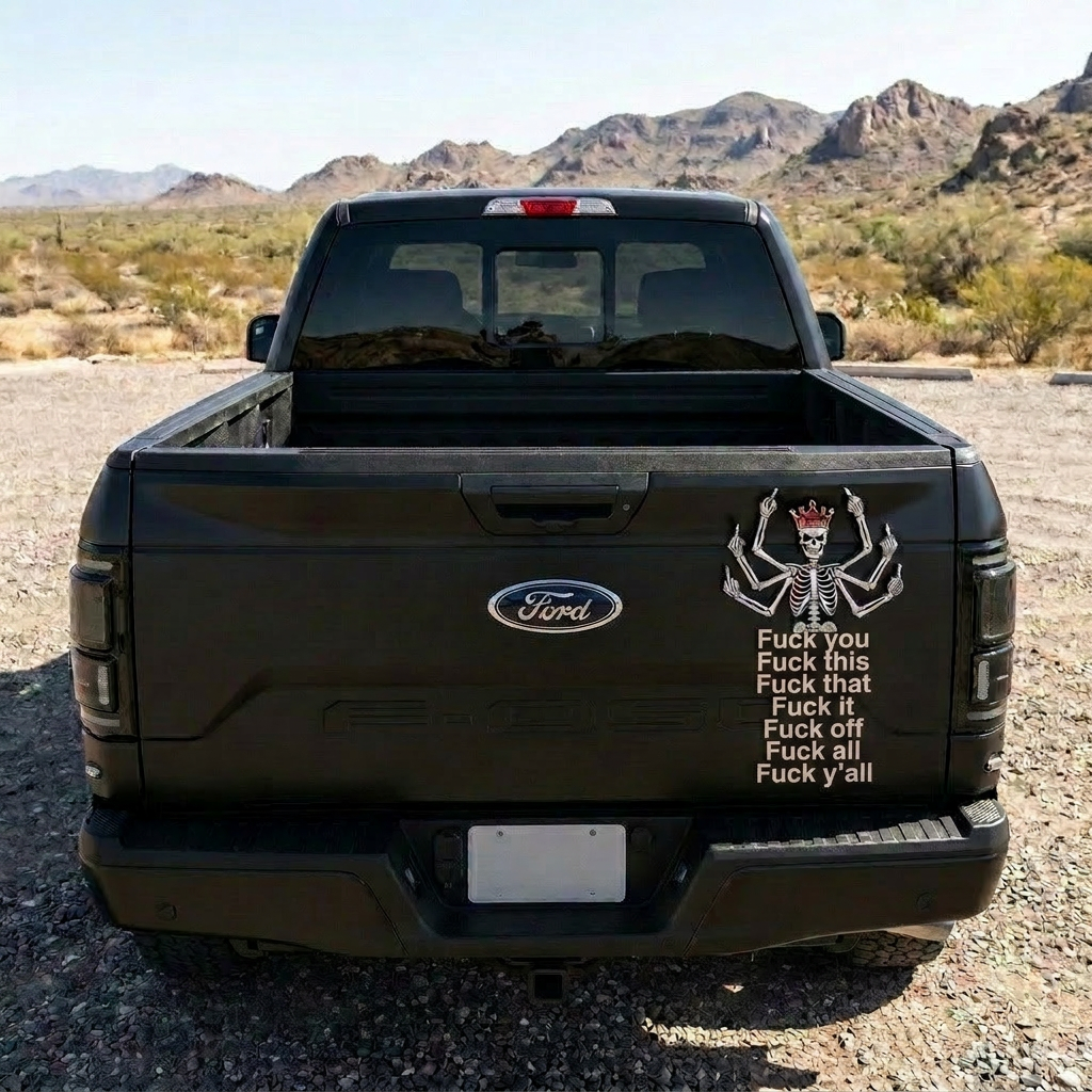 The F*ck Off Skeleton 3D Truck Emblem – Premium Tailgate Decor for Pickup Trucks