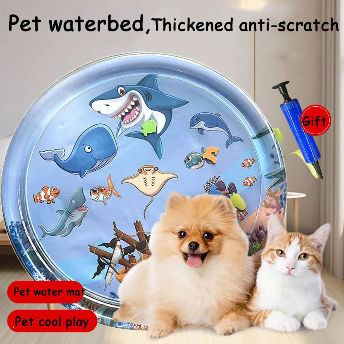 🔥Last Day 70% Off - 🐾 Splash Play™ Pet Water Sensory Mat Keep Your Pet Cool, Curious, and Happily Occupied All Summer Long! 🌊🐱🐶