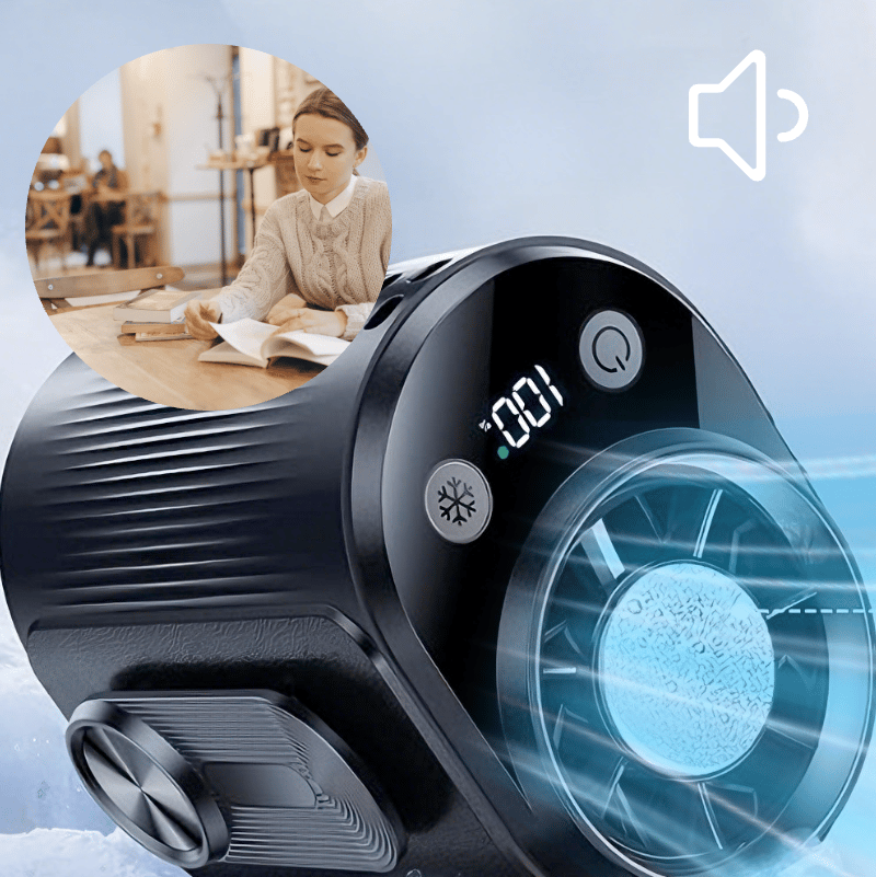 Portable Clip-On Waist Cooling Fan | Semiconductor Ice Cold Air, 6000mAh Rechargeable, 100 Speed Levels