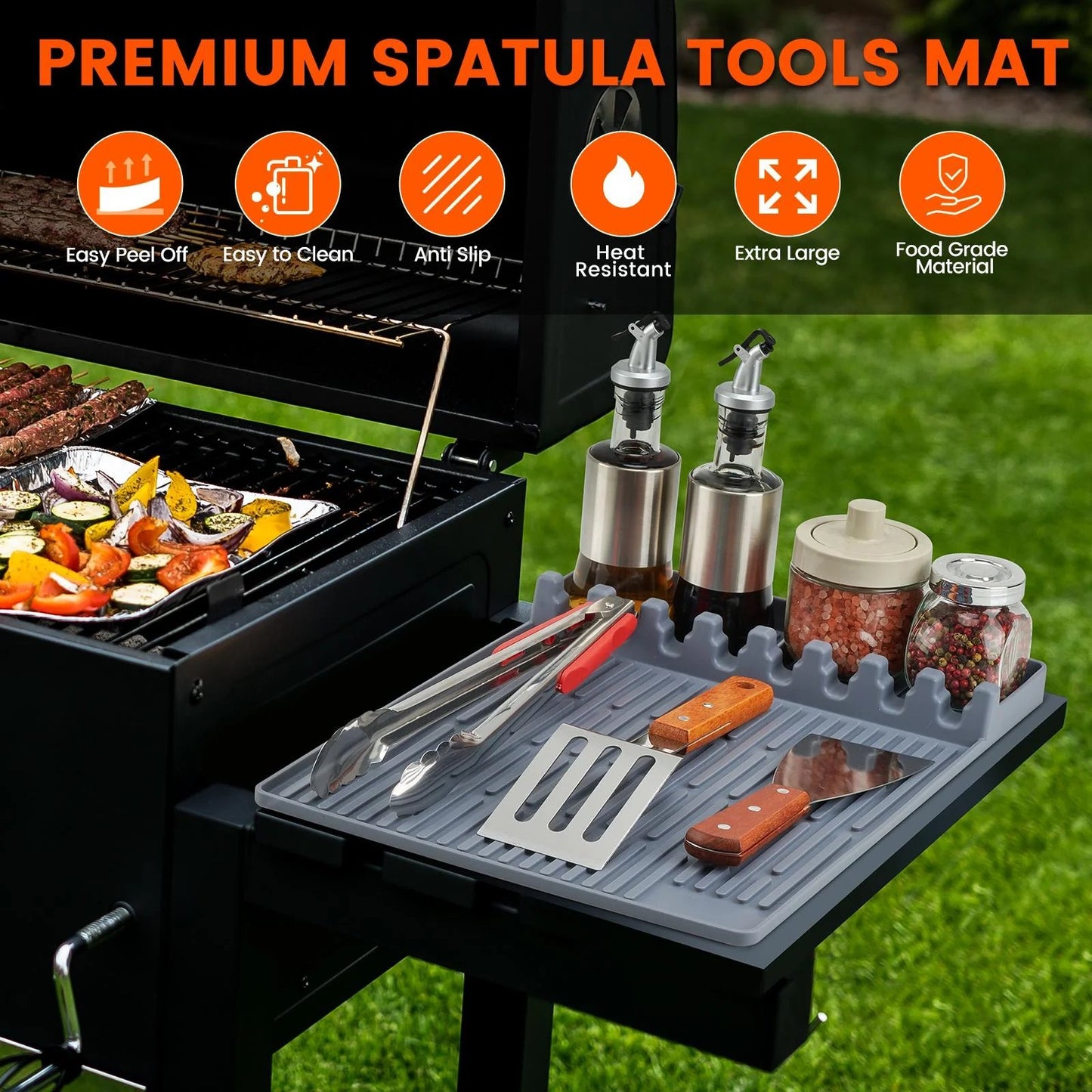 Silicone Grill Side Shelf Mat β Heat Resistant BBQ Tool Organizer
