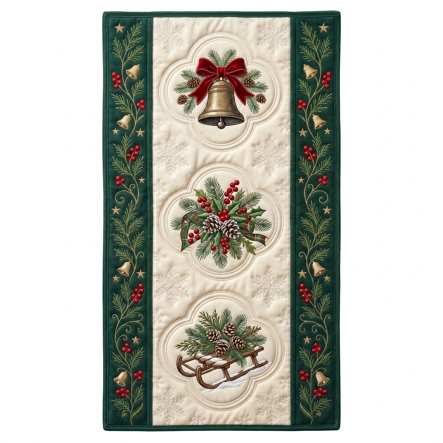 💖 Christmas Bell & Pine Sleigh Special Offer - Elegant Holiday Premium Table Runner for Everyday Dining Decor