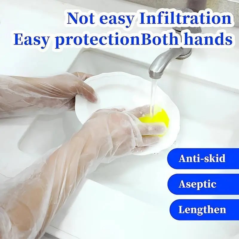 🎉Disposable Long Arm Gloves with Elastic Cuff 23.6inch