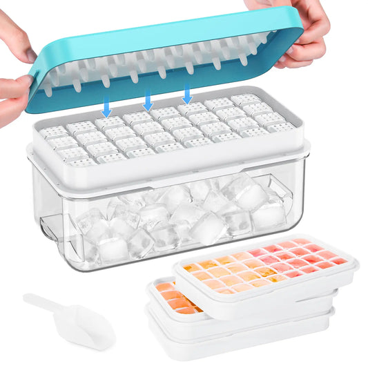 Stackable Ice Cube Tray Set with Lid and Bin