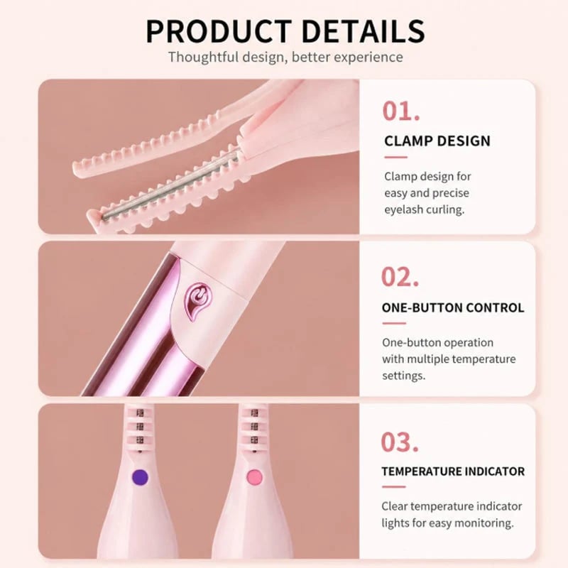 Heated Eyelash Curler – 4 Heat Settings, Digital Display & Long-Lasting Curl