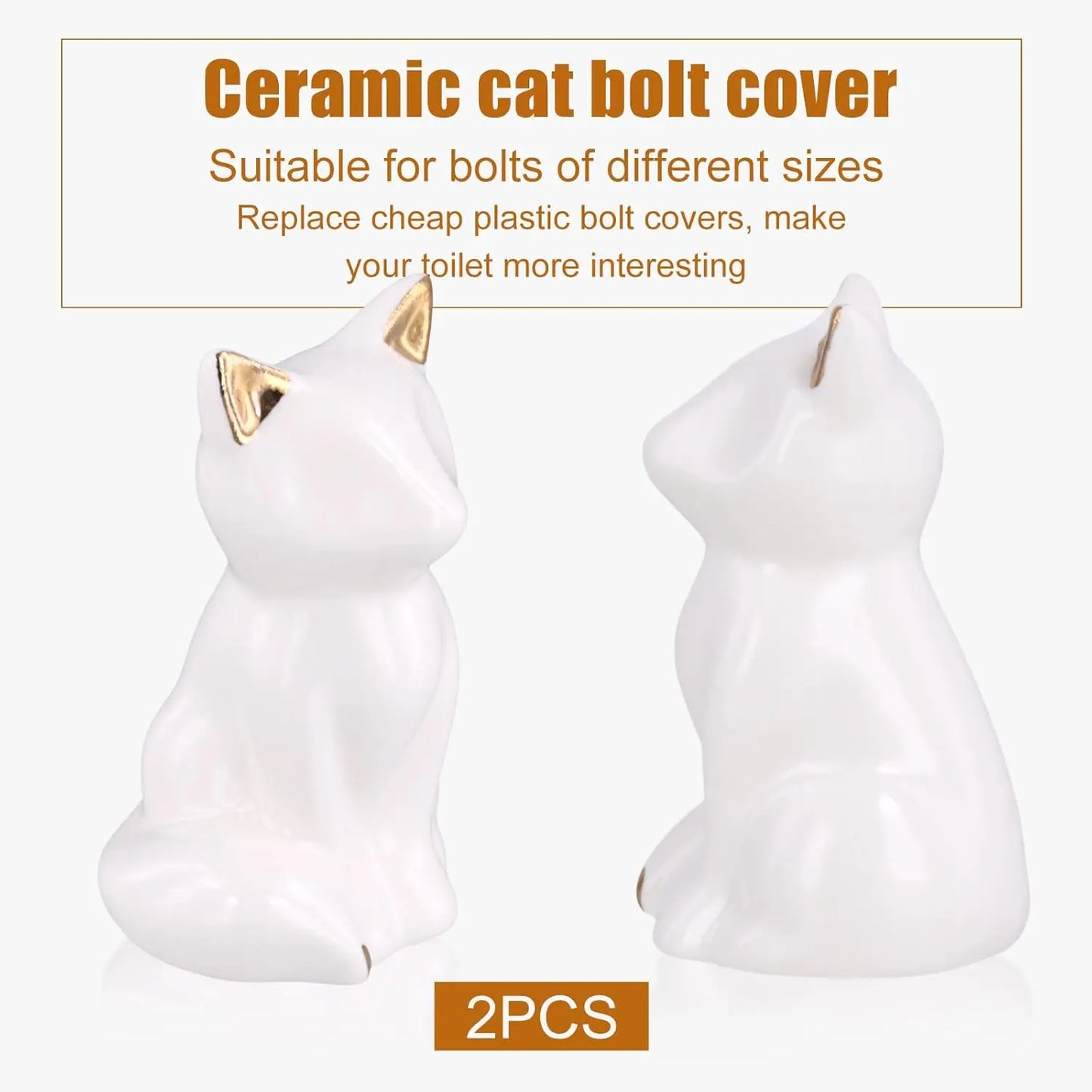 2PC — Cute Cat Ceramic Toilet Bolt Covers