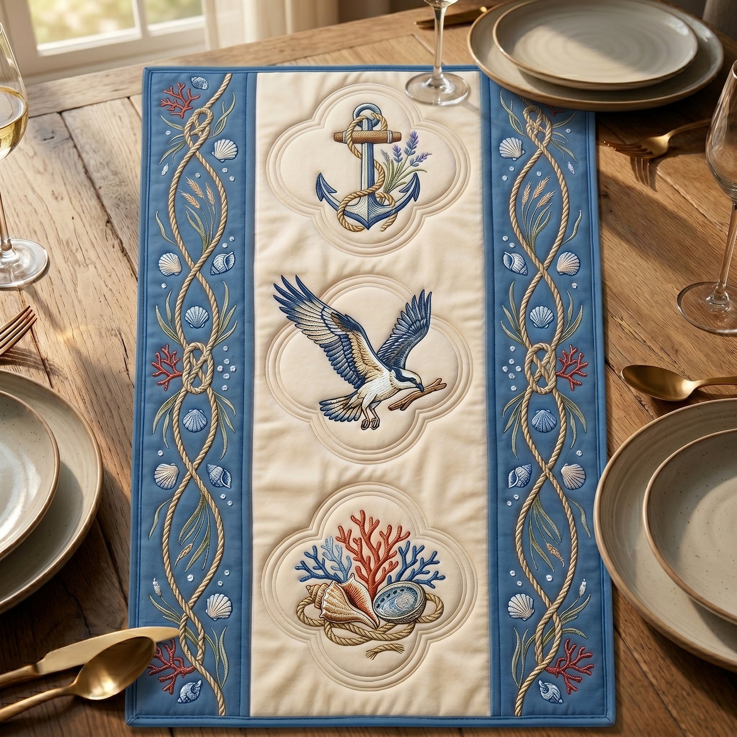 💖 Nautical Anchor & Seagull Special Offer - Elegant Coastal Premium Table Runner for Everyday Dining Decor