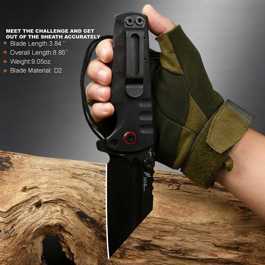 Proponent EDC Knife – D2 Steel Black PVD & Textured G10 Handle