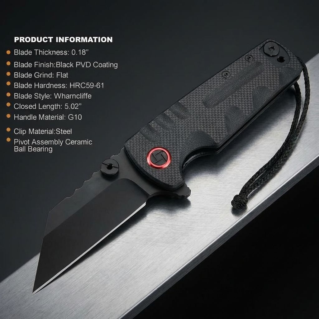 Proponent EDC Knife – D2 Steel Black PVD & Textured G10 Handle