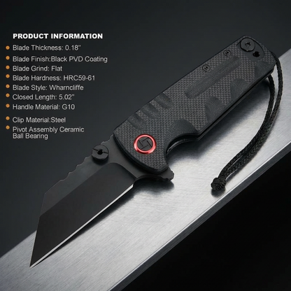 Proponent EDC Knife – D2 Steel Black PVD & Textured G10 Handle