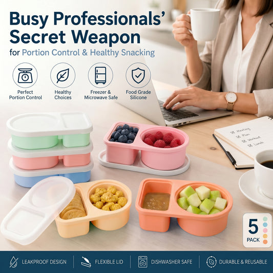 5 Pack Silicone Snack Containers