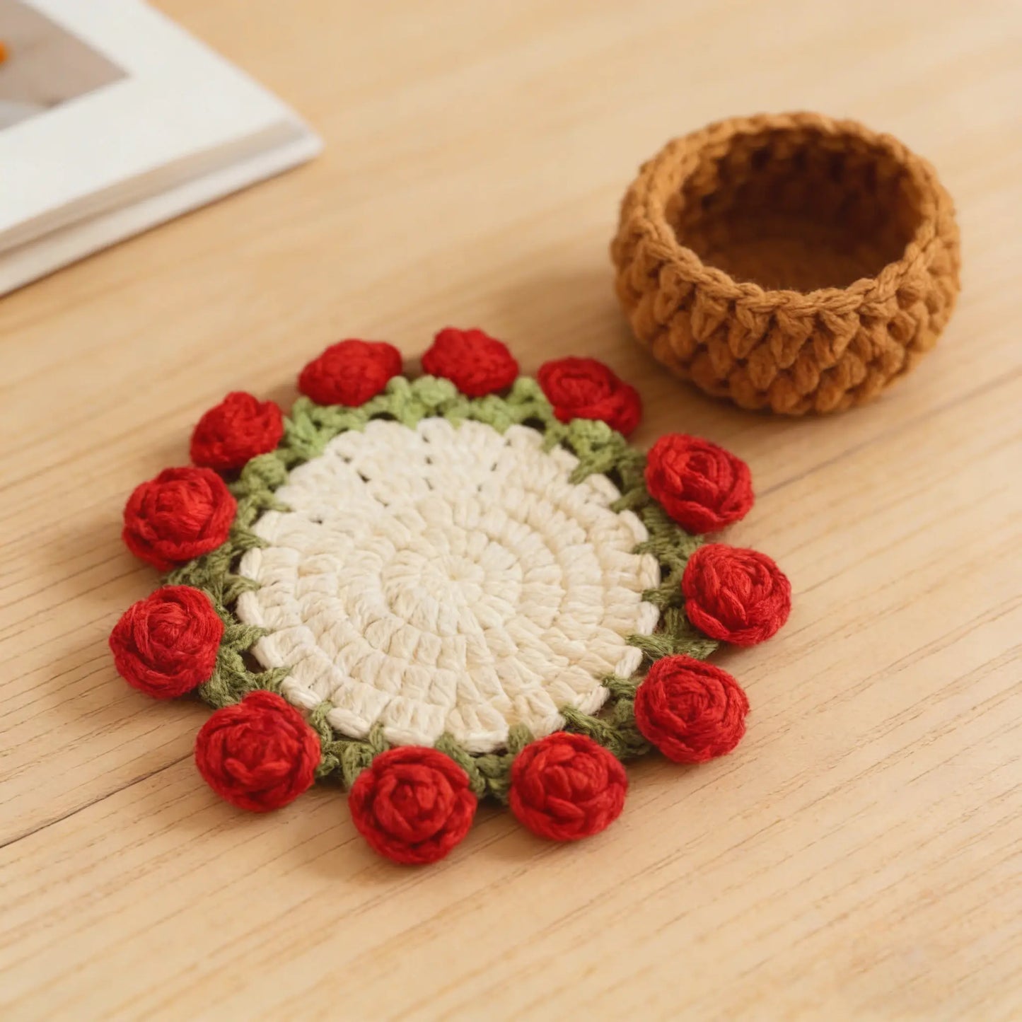 Handmade Crochet Flower Bouquet Coaster