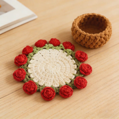Handmade Crochet Flower Bouquet Coaster