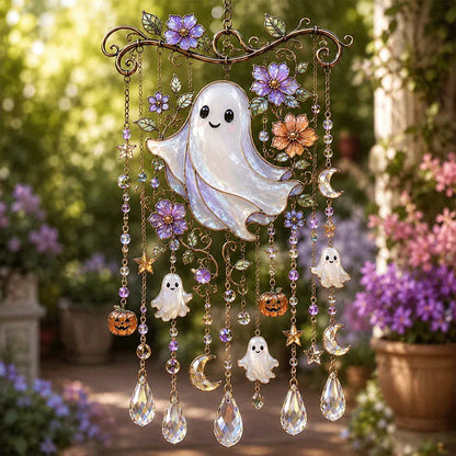 Halloween Glass Suncatcher Wind Chime