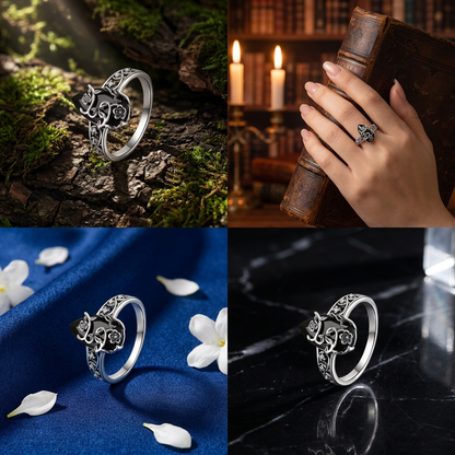 🌒Enigmatic Black Onyx Vine Filigree Ring