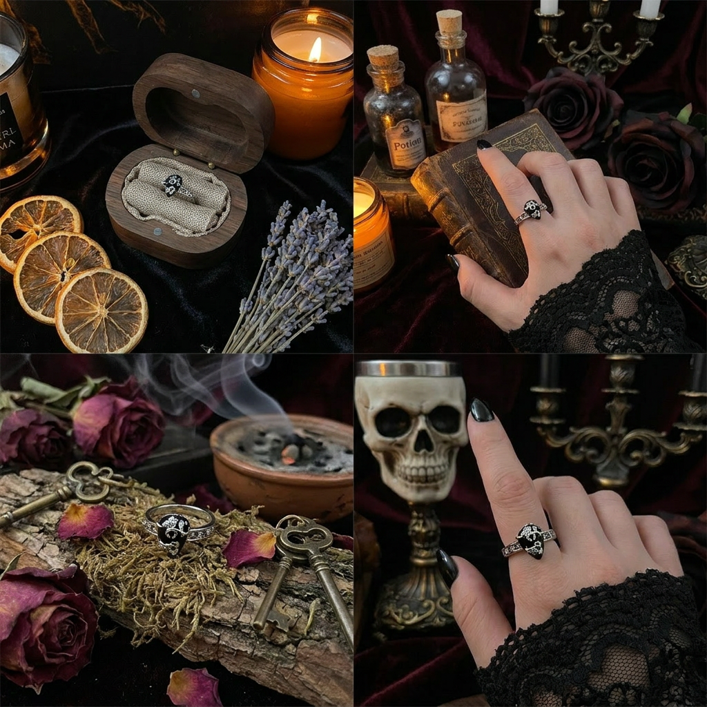 🌒Enigmatic Black Onyx Vine Filigree Ring
