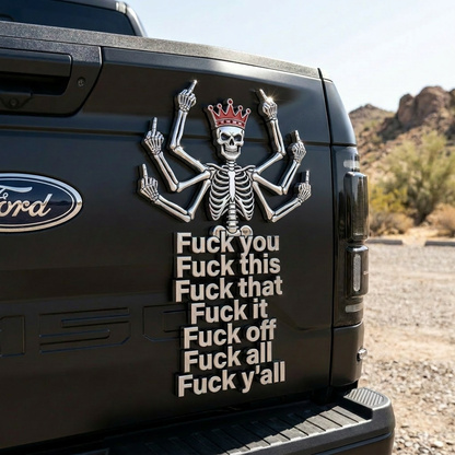 The F*ck Off Skeleton 3D Truck Emblem – Premium Tailgate Decor for Pickup Trucks