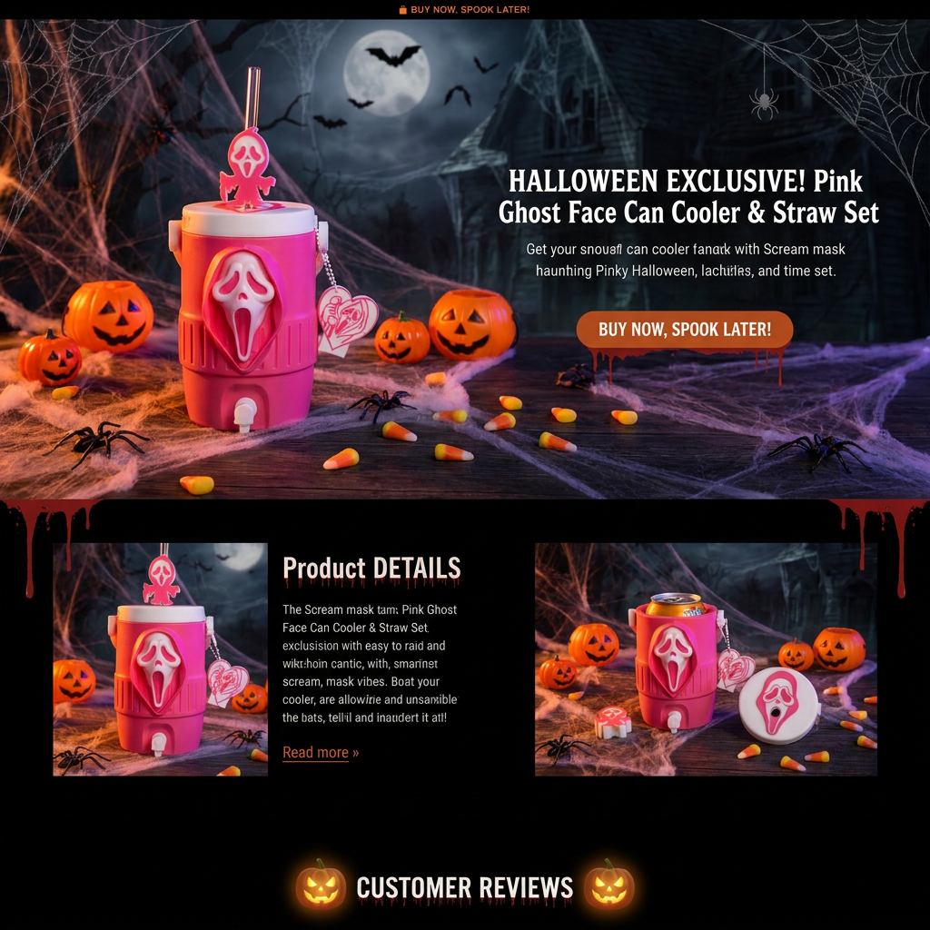 🔥Last Day 50% OFF👻Horror Ghost Face Can Drink Holder | Insert Soda Can Directly・Spooky Gothic Style・Party Tumbler