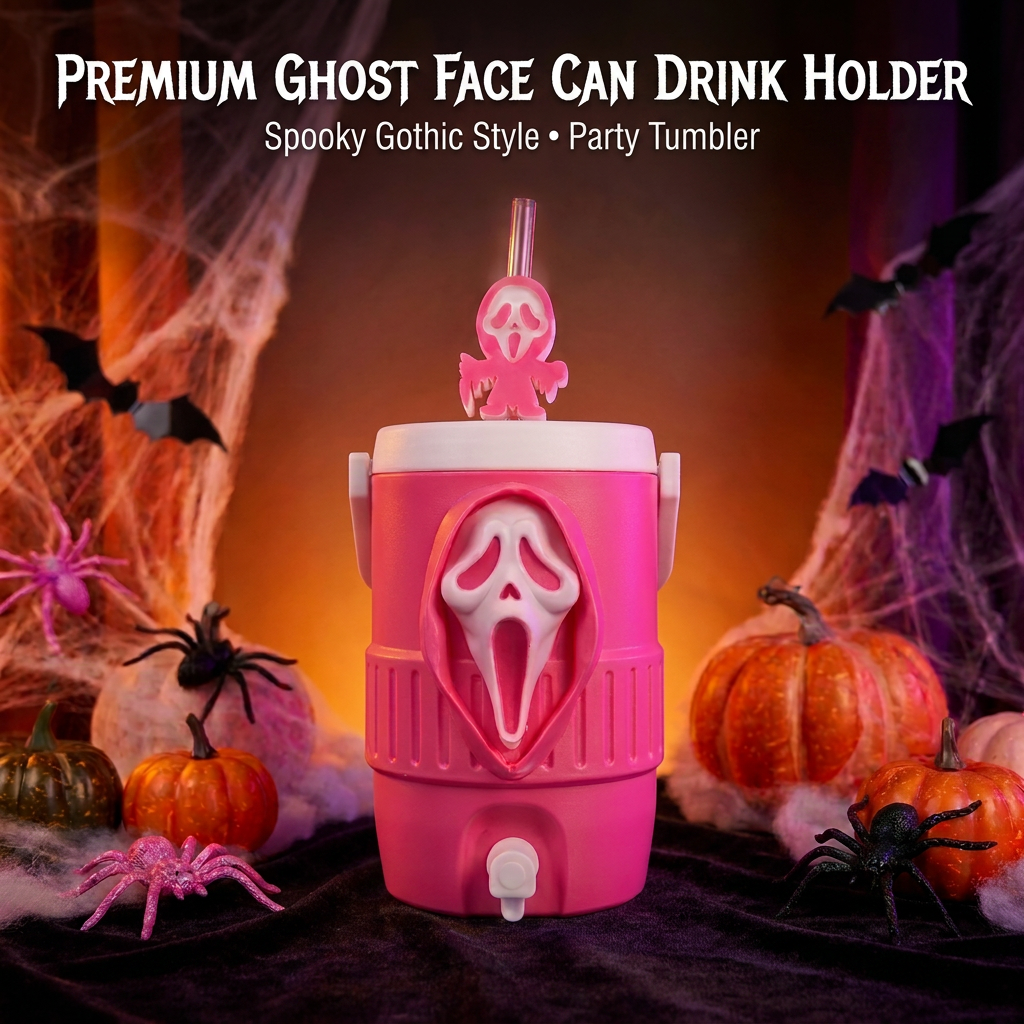 🔥Last Day 50% OFF👻Horror Ghost Face Can Drink Holder | Insert Soda Can Directly・Spooky Gothic Style・Party Tumbler