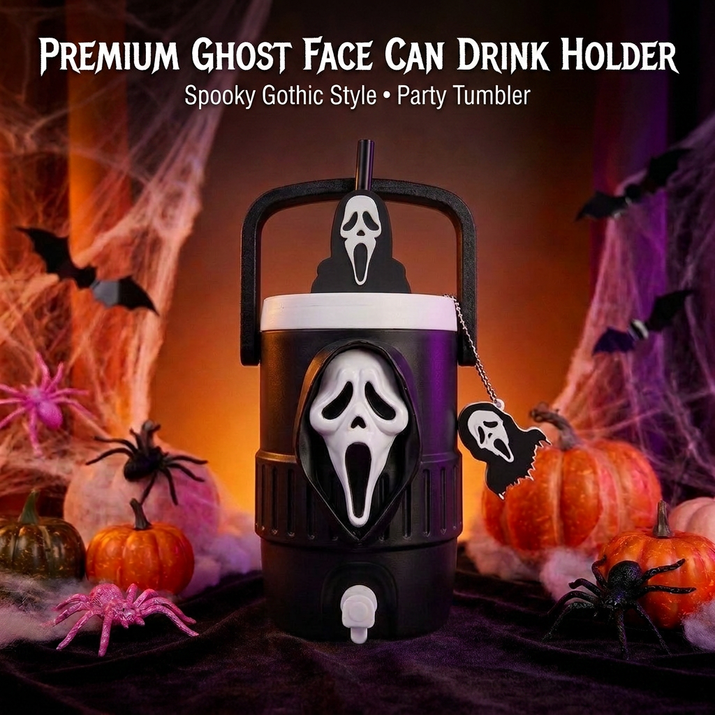 🔥Last Day 50% OFF👻Horror Ghost Face Can Drink Holder | Insert Soda Can Directly・Spooky Gothic Style・Party Tumbler
