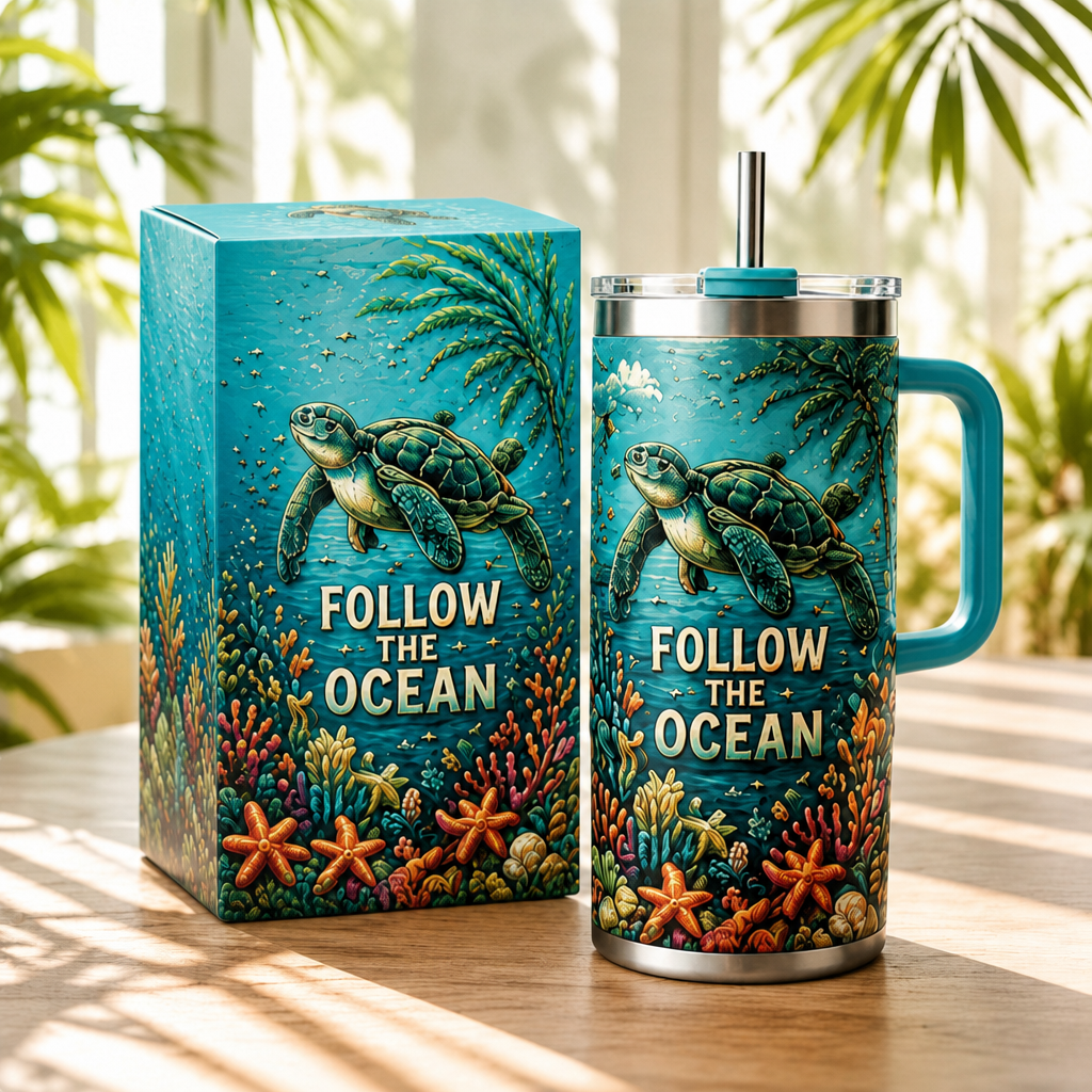 🌴 Yeki Life™ Tropical Paradise 30oz/40oz Tumbler – Bring Vacation Vibes Wherever You Go