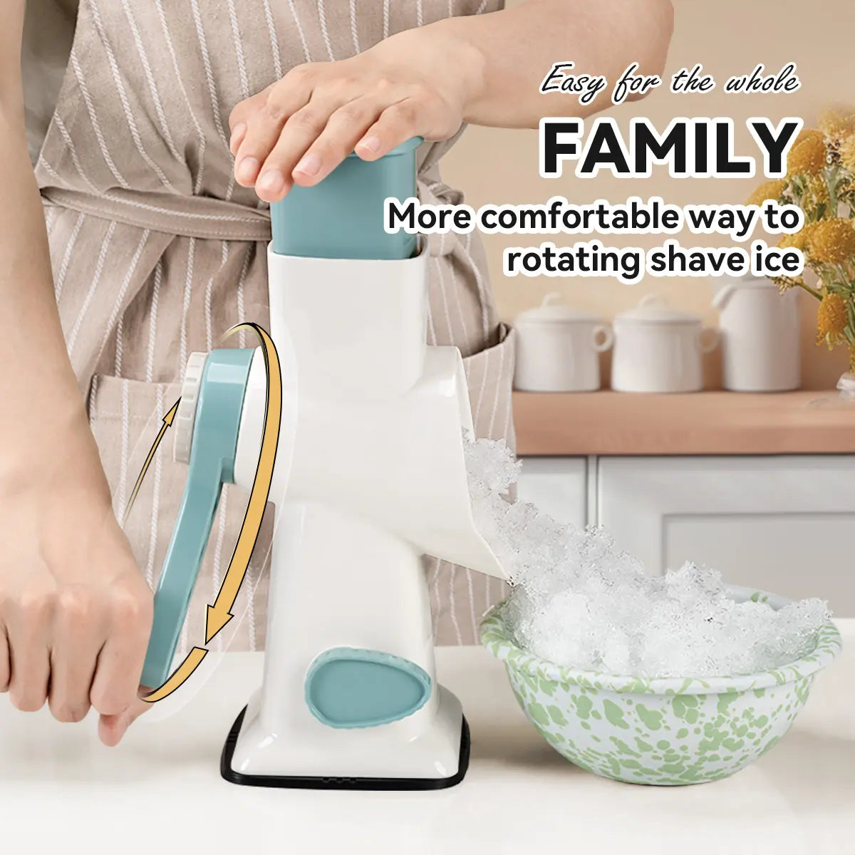 Premium Hand Crank Multi-Blade Plastic Modern Kitchen Gadget | Adaptable to Various Ice Cube Specifications for Shaving Needs