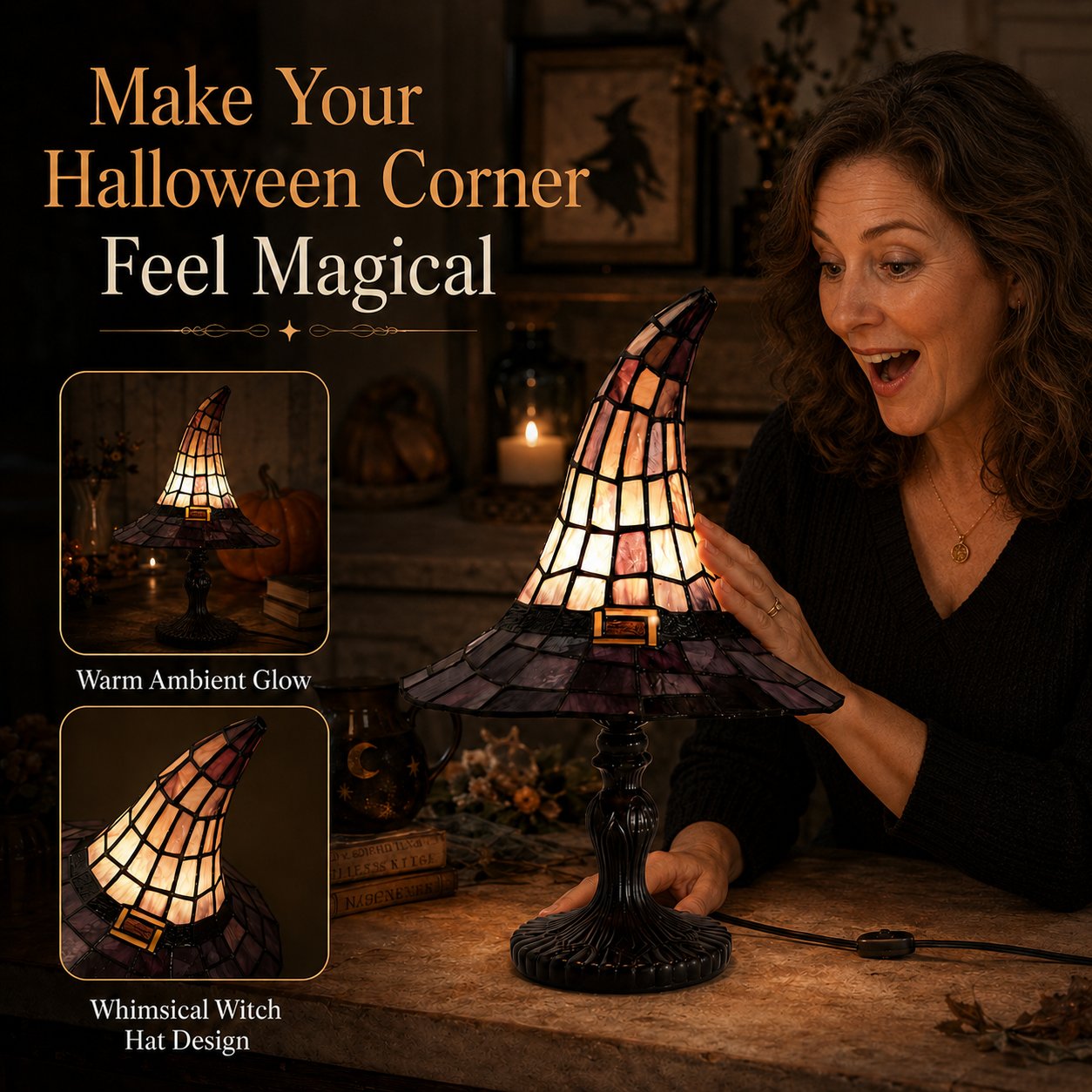 🧙‍♀️ Witch Hat Table Lamp – Magical Halloween Ambient Light