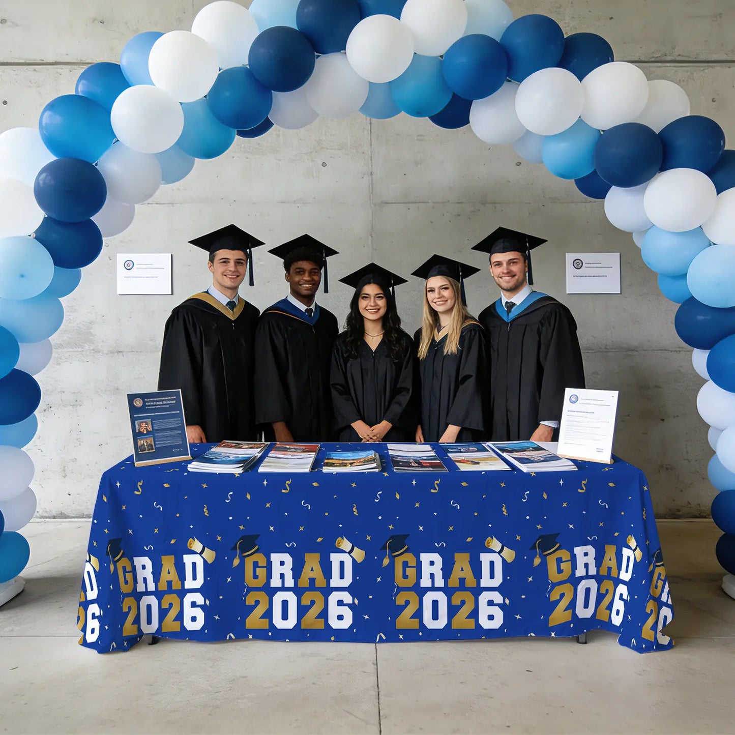 Graduation Tablecloths (4-Pack) - 54x108" Class of 2026 Commencement Party Disposable Plastic Table Covers for 8-Ft Tables