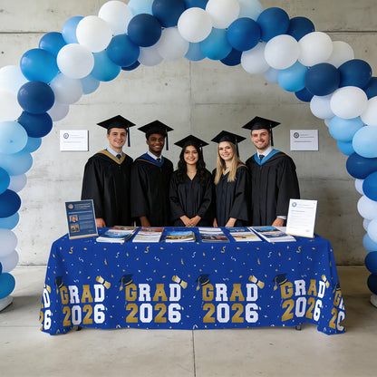 Graduation Tablecloths (4-Pack) - 54x108" Class of 2026 Commencement Party Disposable Plastic Table Covers for 8-Ft Tables