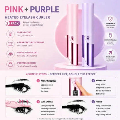 Heated Eyelash Curler – 4 Heat Settings, Digital Display & Long-Lasting Curl
