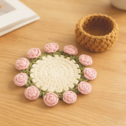 Handmade Crochet Flower Bouquet Coaster
