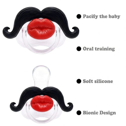 💥🏆💋 Kissable Mustache Pacifier – Funny Lips & Mustache Novelty Design👶