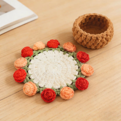 Handmade Crochet Flower Bouquet Coaster