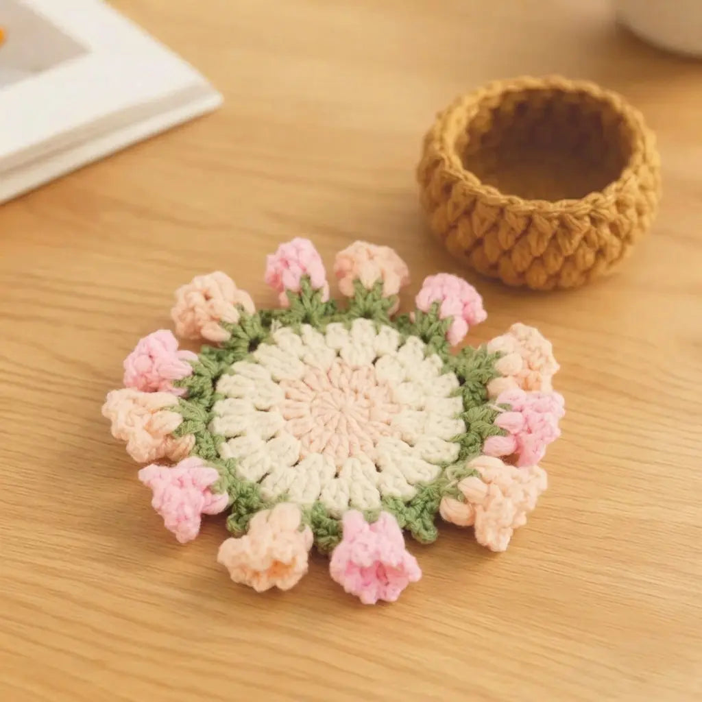 Handmade Crochet Flower Bouquet Coaster