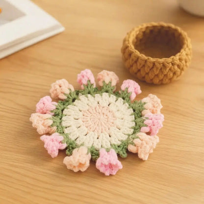 Handmade Crochet Flower Bouquet Coaster
