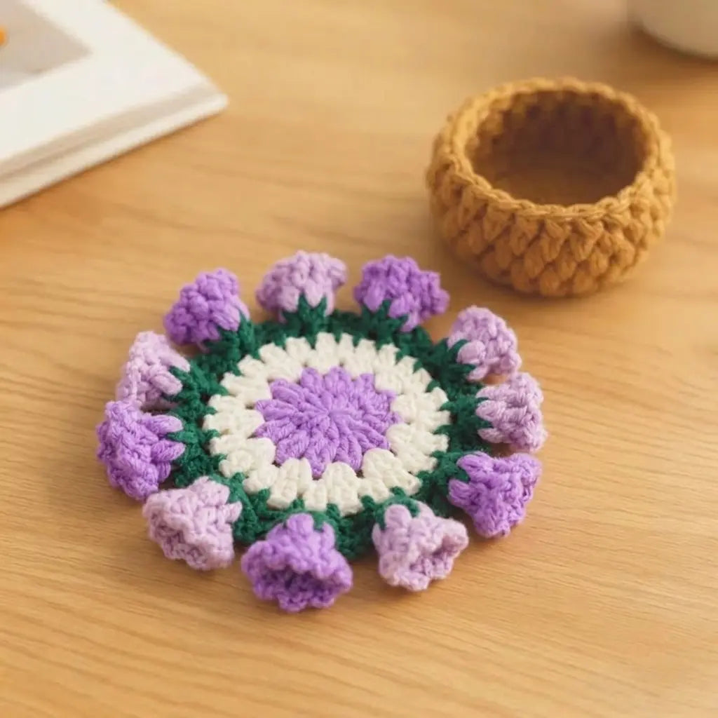 Handmade Crochet Flower Bouquet Coaster