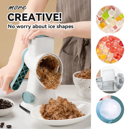 Premium Hand Crank Multi-Blade Plastic Modern Kitchen Gadget | Adaptable to Various Ice Cube Specifications for Shaving Needs