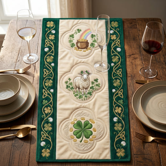 💖 St. Patrick’s Day Lucky Sheep & Pot of Gold Special Offer - Elegant Celtic Premium Table Runner for Everyday Dining Decor