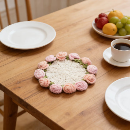 Handmade Crochet Flower Bouquet Coaster