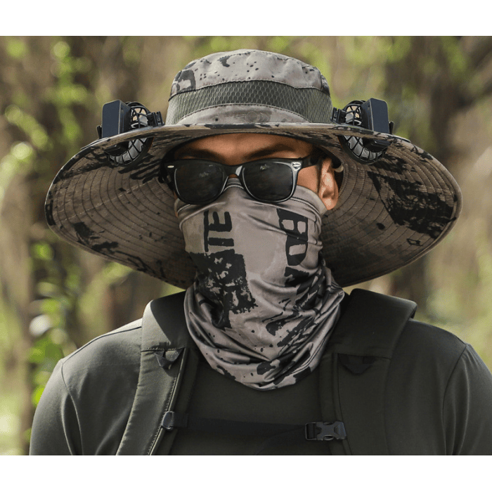 Wide Brim Solar Fan Outdoor Fishing Hat-Solar & USB Charging