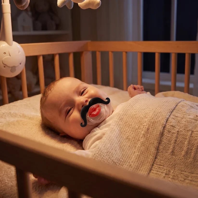 💥🏆💋 Kissable Mustache Pacifier – Funny Lips & Mustache Novelty Design👶