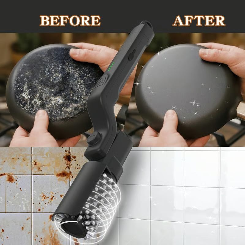 🔥Last Day Promotion-70% OFF 💥Electric BBQ Grill Brush Cordless and Rechargeable Stainless Steel Bristles,Two Cleaning Brushes,Adjustable Angle