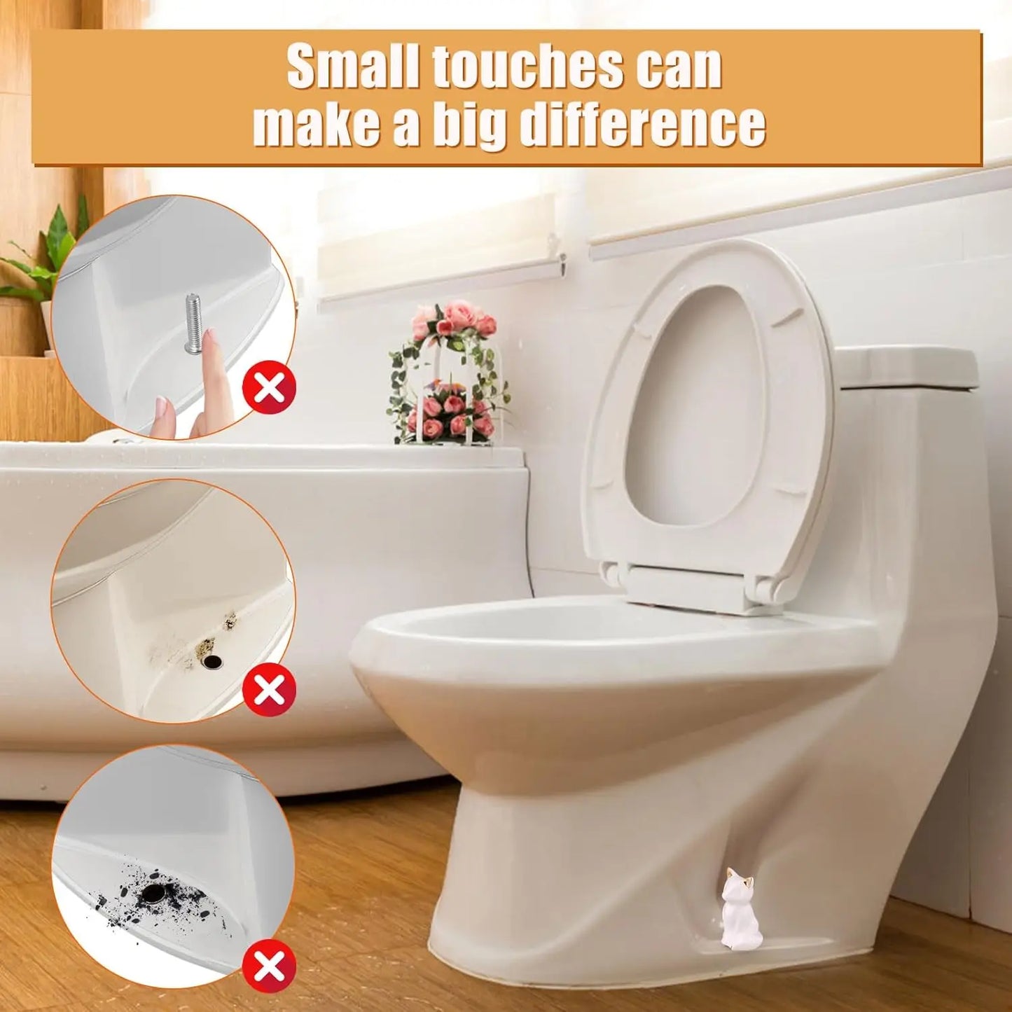 2PC — Cute Cat Ceramic Toilet Bolt Covers