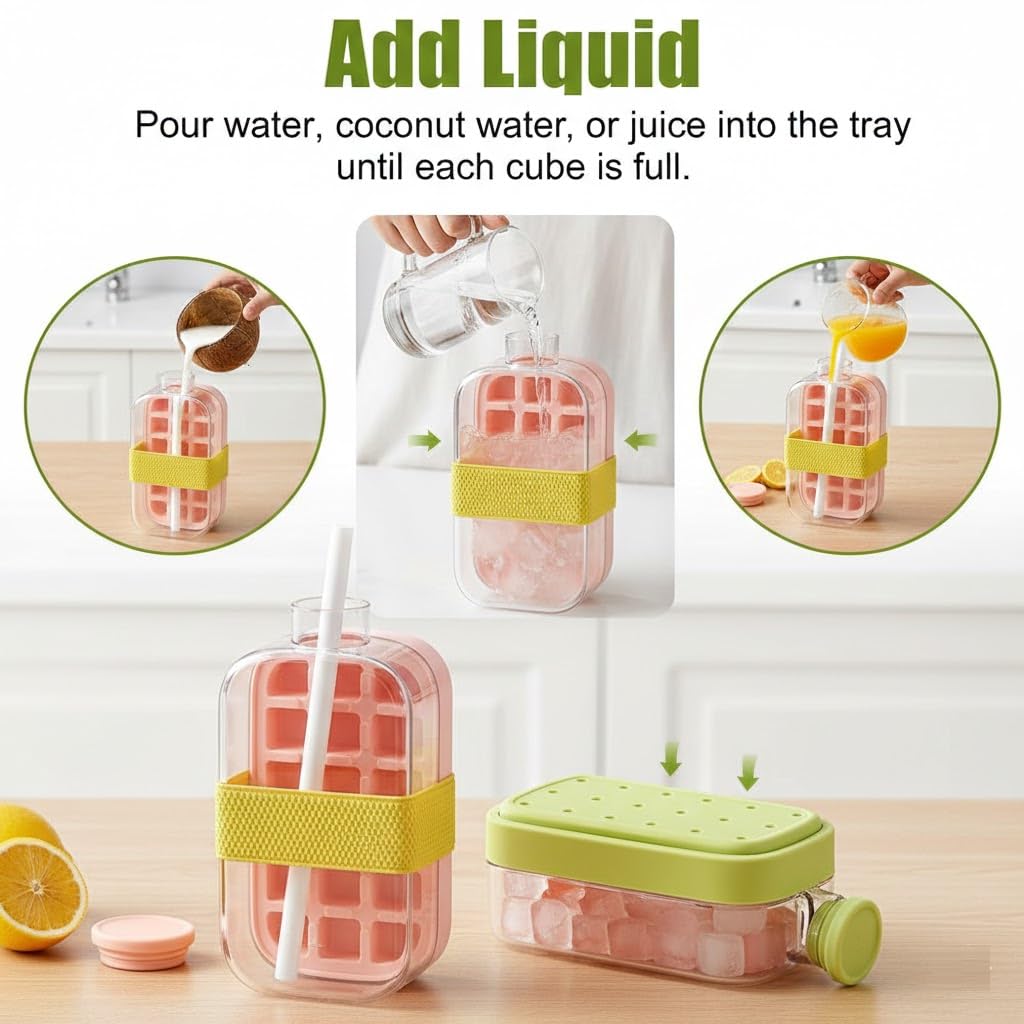 2-in-1 Portable Ice Cube Maker Water Bottle