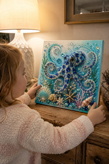 🌊Ocean Theme Pearl Art DIY Kit | 3D Sparkling Coastal Wall Decor 🐚✨