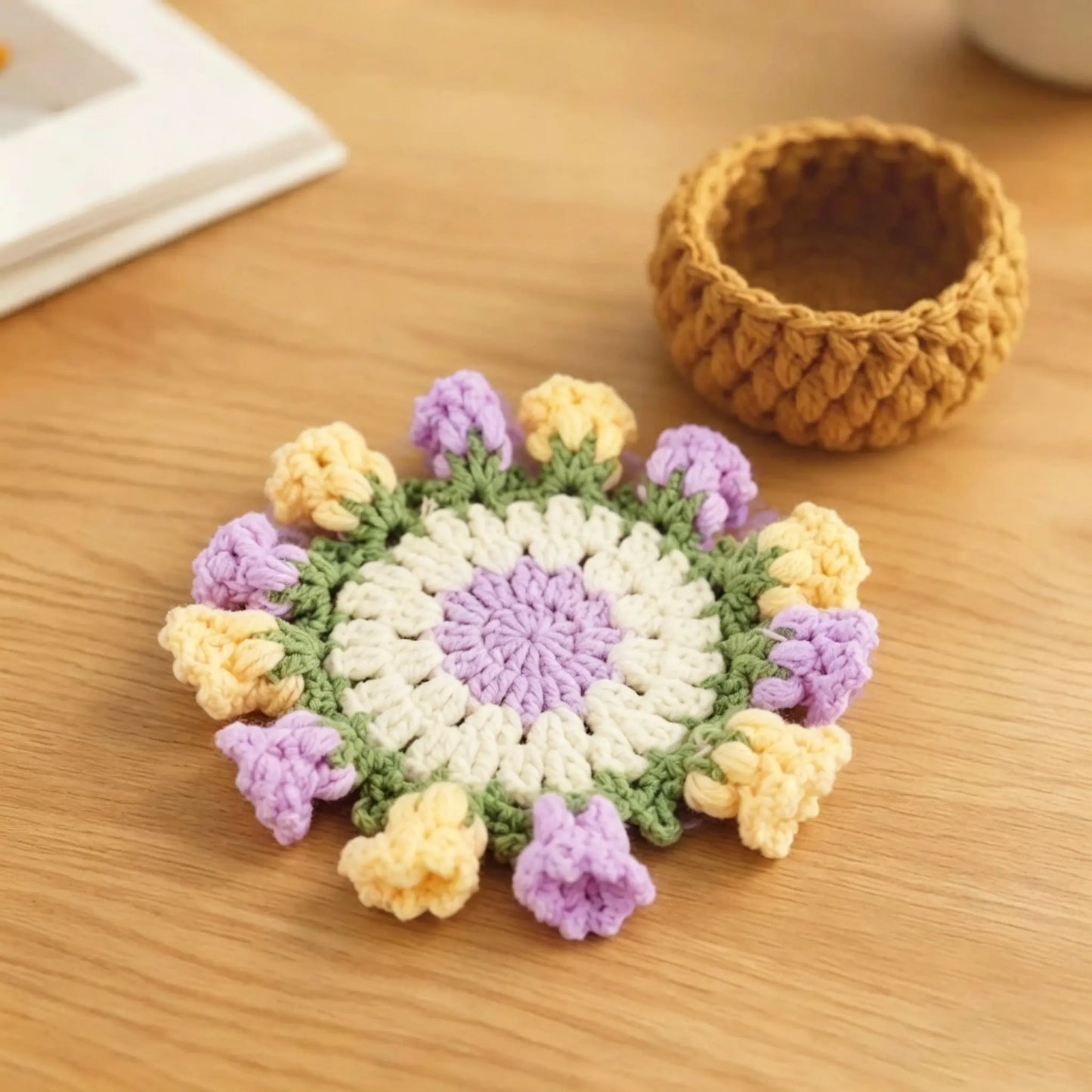Handmade Crochet Flower Bouquet Coaster
