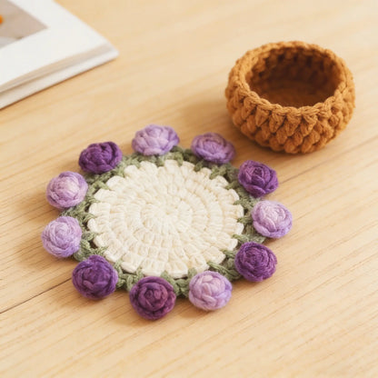 Handmade Crochet Flower Bouquet Coaster