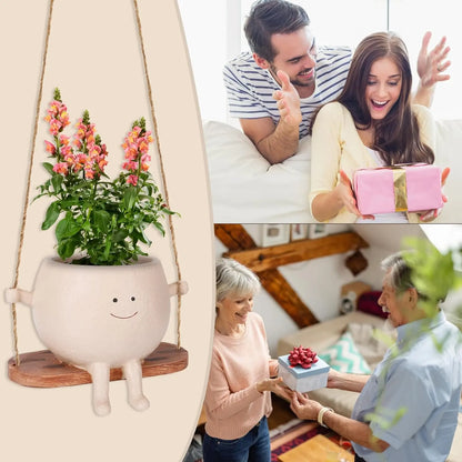 Cartoon Chair Design Resin Vases with Drain Hole