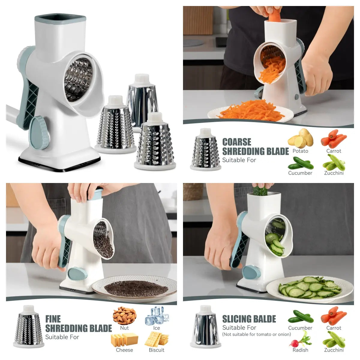 Premium Hand Crank Multi-Blade Plastic Modern Kitchen Gadget | Adaptable to Various Ice Cube Specifications for Shaving Needs