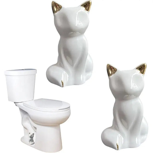 2PC — Cute Cat Ceramic Toilet Bolt Covers