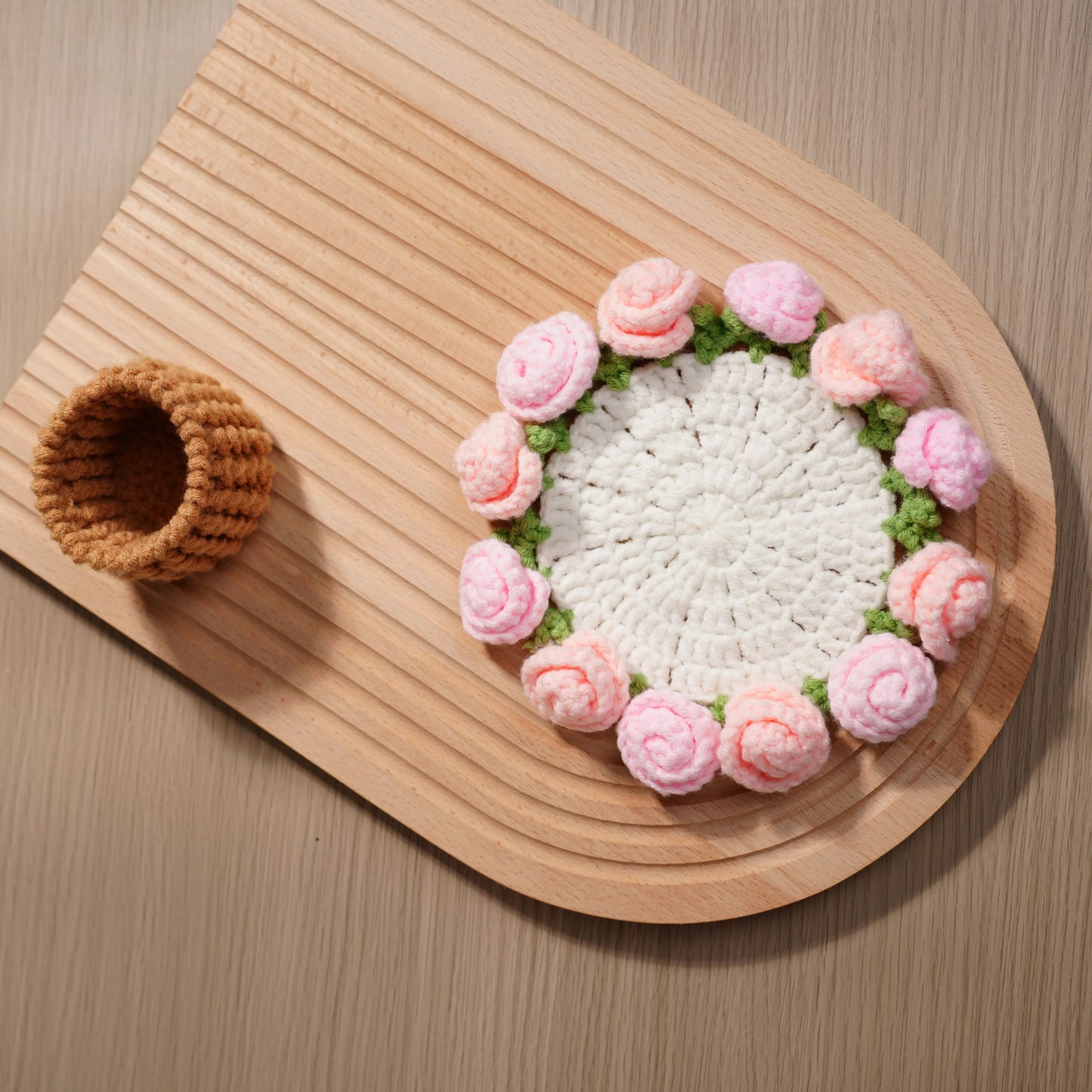 Handmade Crochet Flower Bouquet Coaster